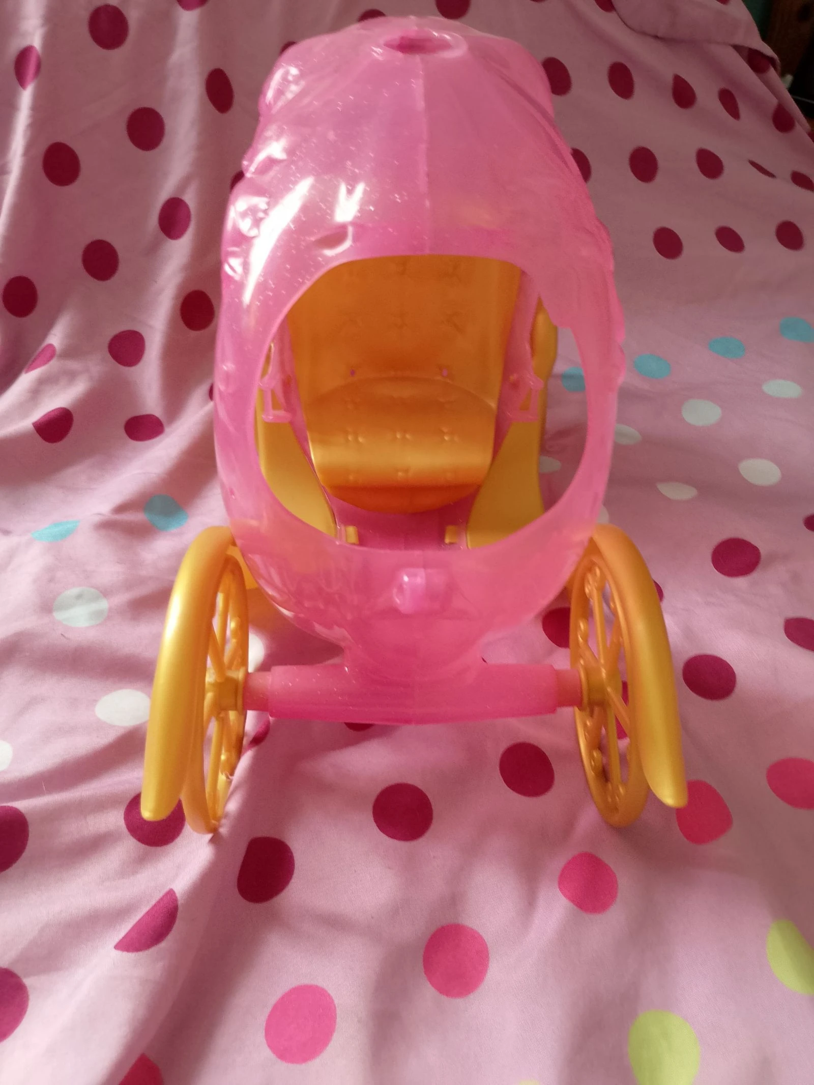 Roze glitter en gouden plastic poppenwagen, prinsesstijl – photo 5